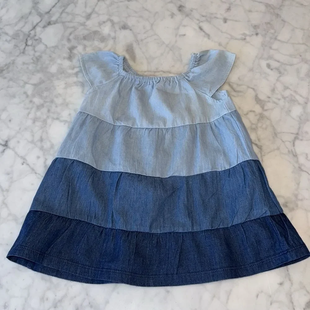Splendid Blue Tiered Dress and Bloomers Set 6/12M